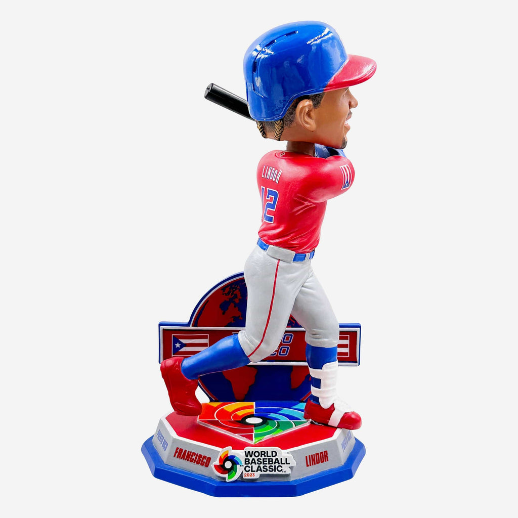 Francisco Lindor Puerto Rico 2023 World Baseball Classic Away Uniform Bobblehead Officially Licensed by World Baseball Classic