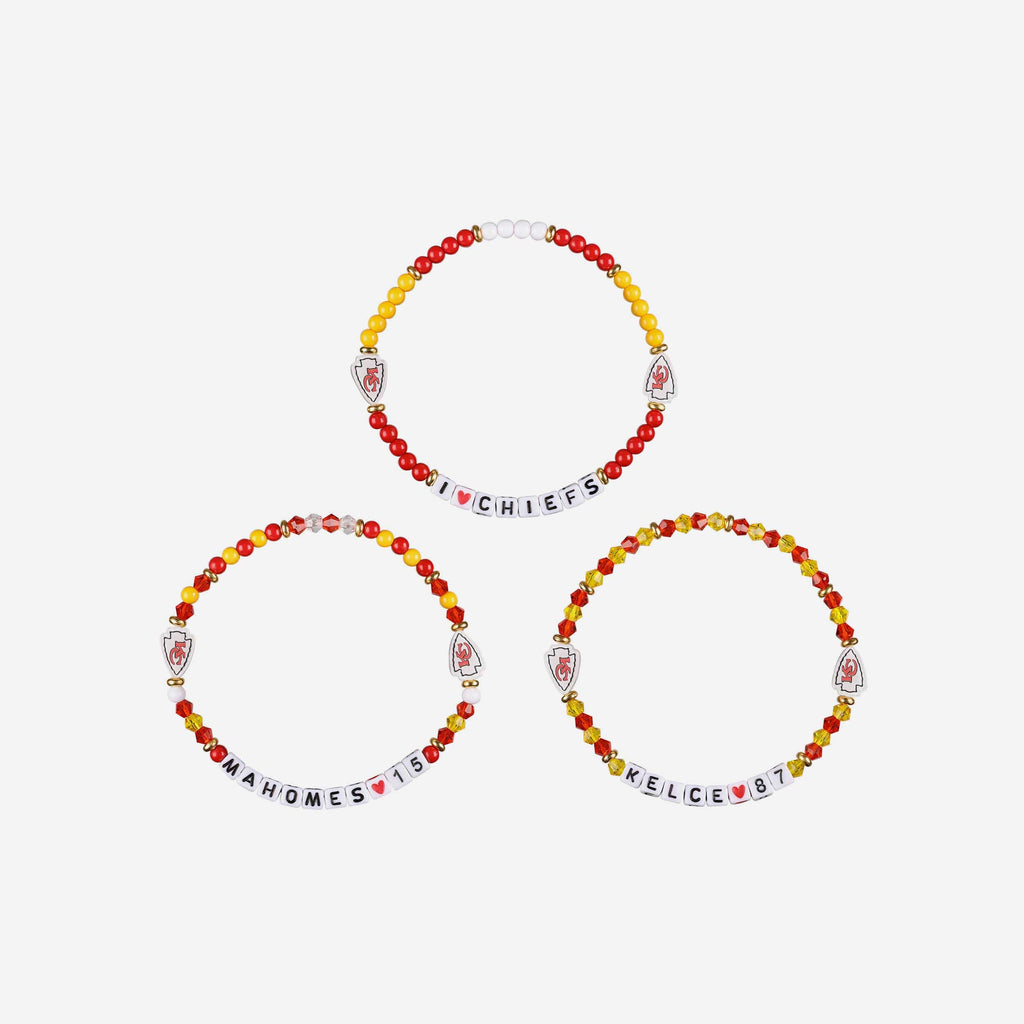 Travis Kelce Kansas City Chiefs 3 Pack Player Beaded Friendship Bracel FOCO