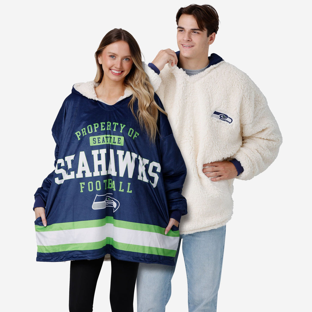 Men's FOCO College Navy Seattle Seahawks Pocket Pullover Sweater