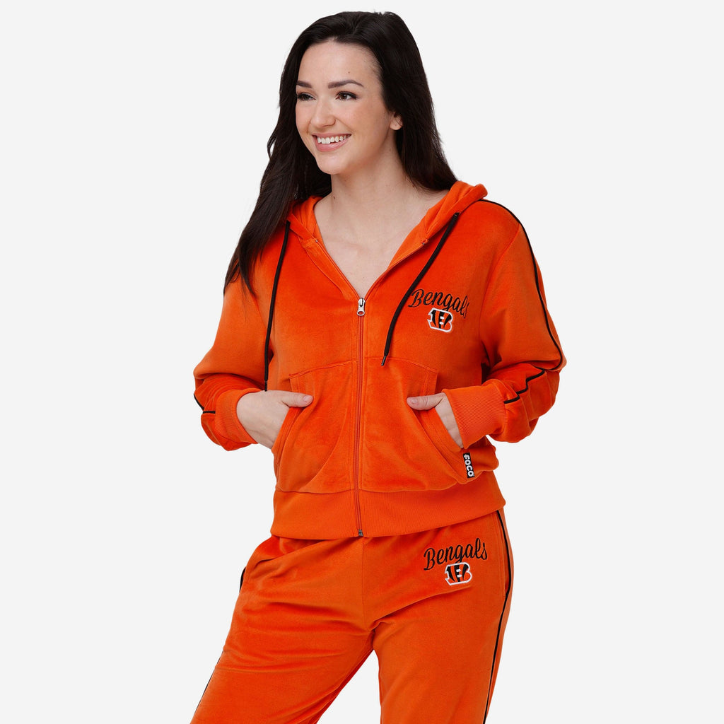 Cincinnati Bengals Womens Velour Hooded Sweatshirt FOCO