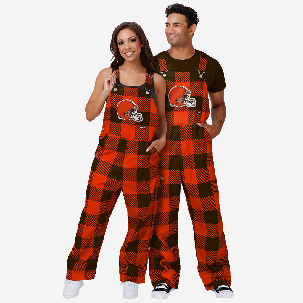 Cleveland Browns Womens Plaid Bib Overalls Foco