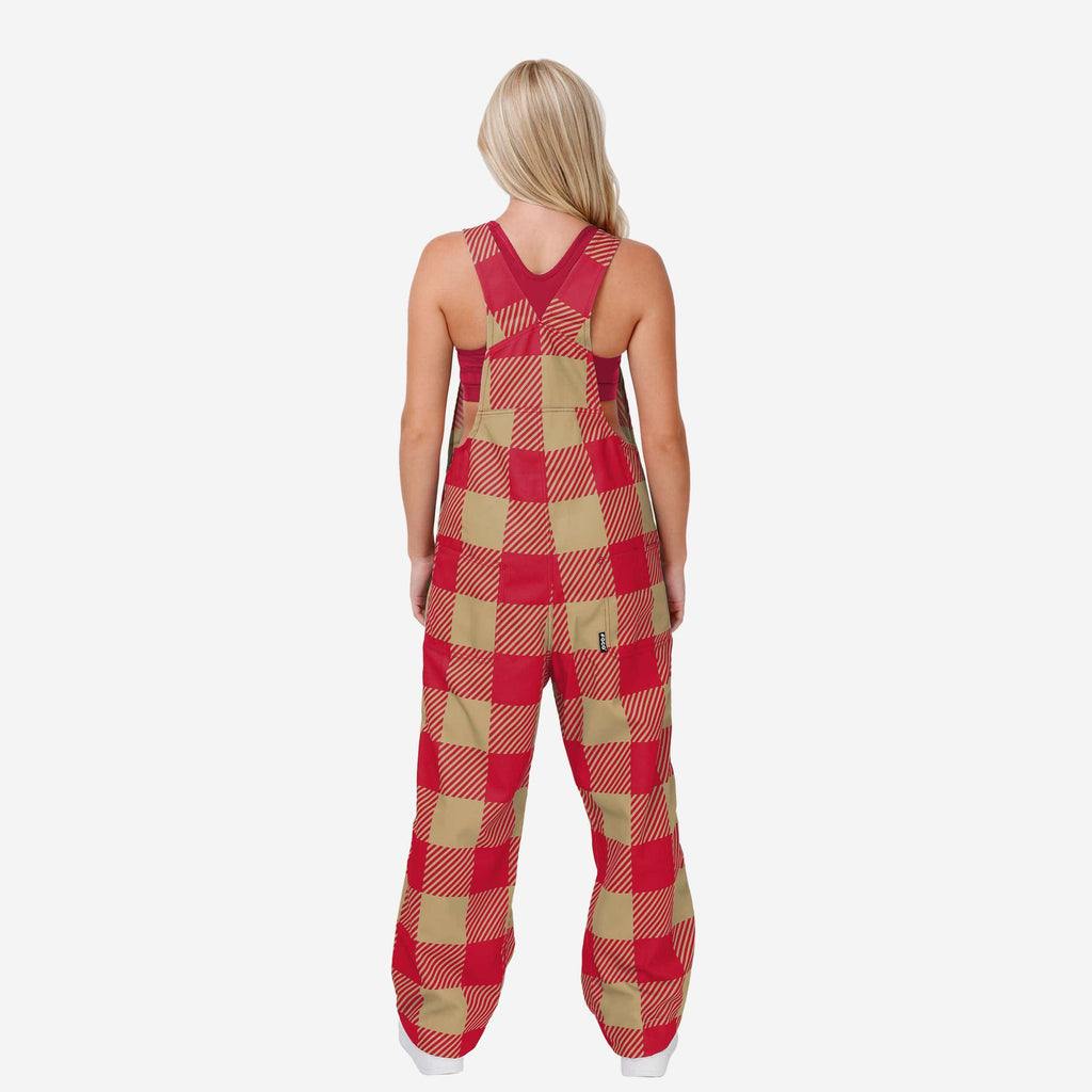 FOCO San Francisco 49ers NFL Mens Plaid Bib Overalls