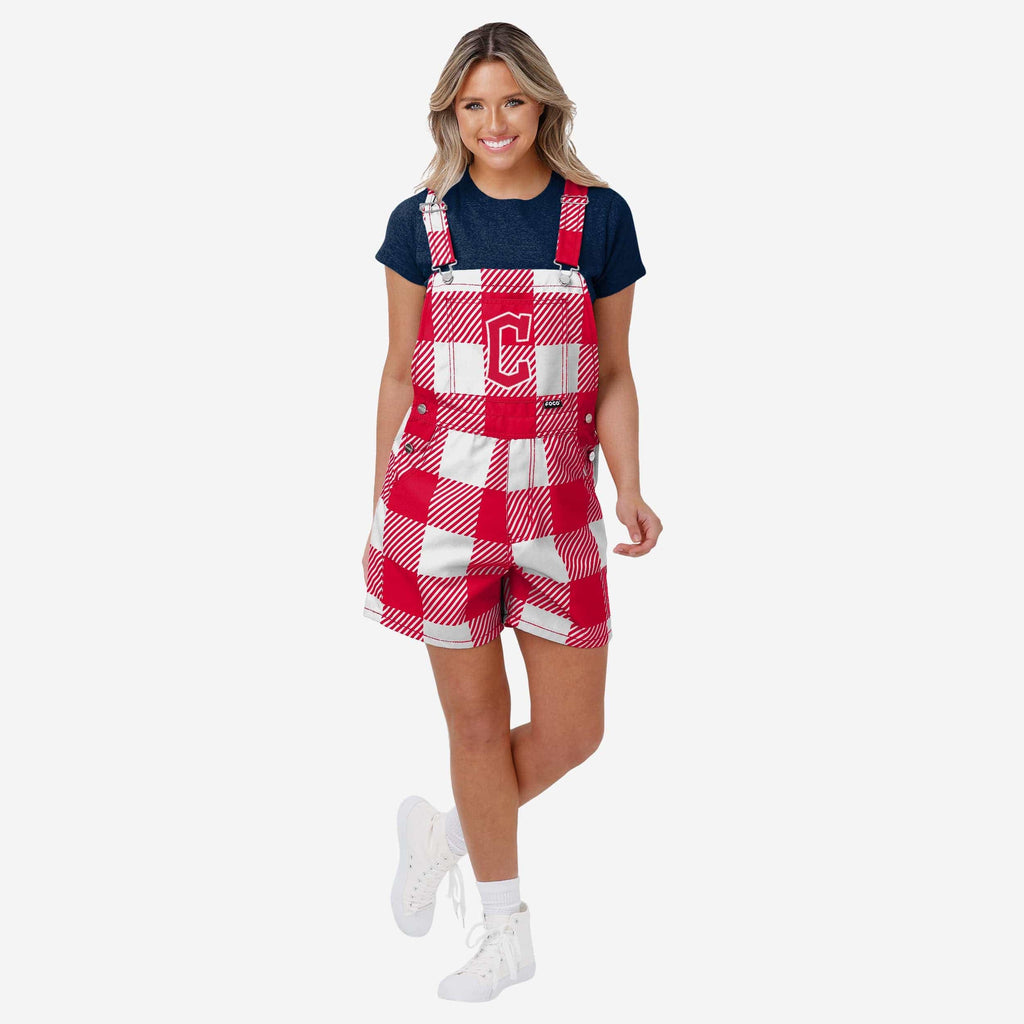 Cleveland Guardians Womens Plaid Bib Shortalls Foco