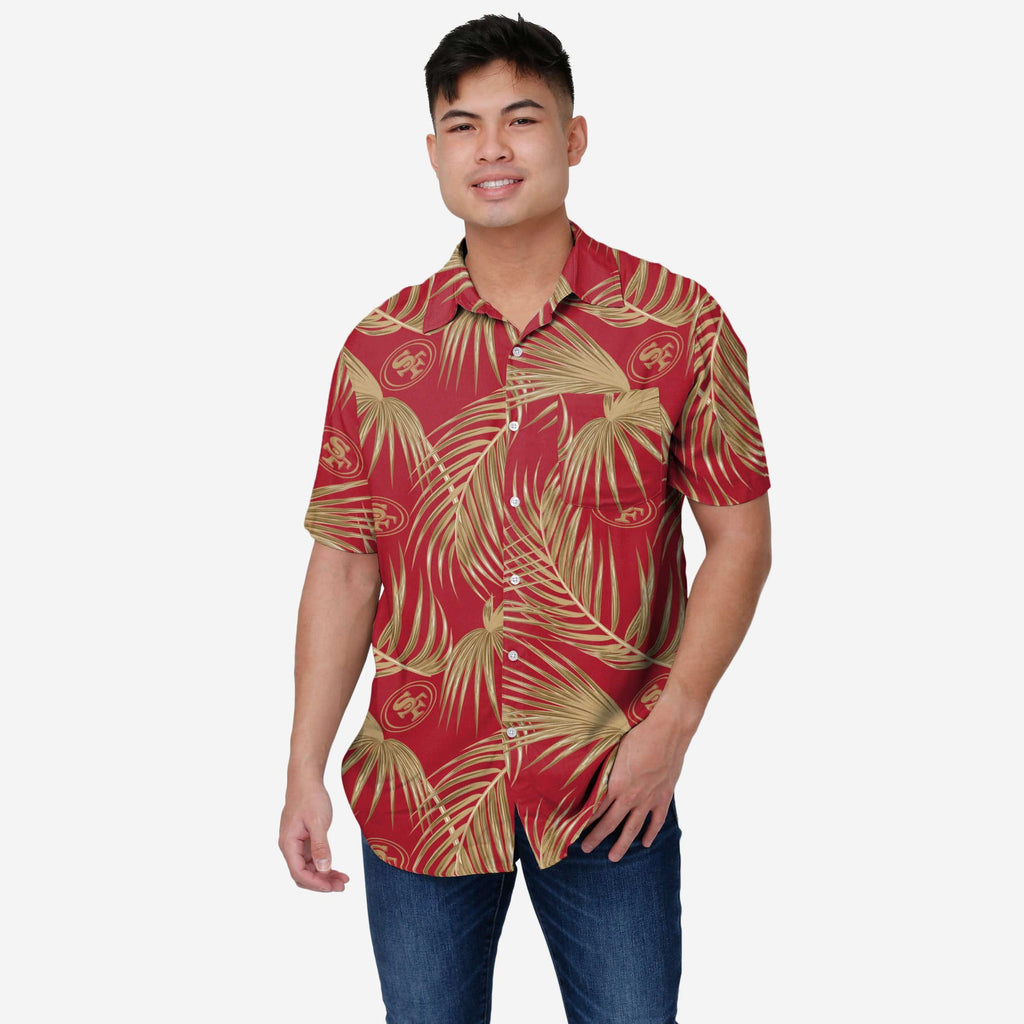 FOCO San Francisco 49ers NFL Mens Hawaiian Button Up Shirt - S