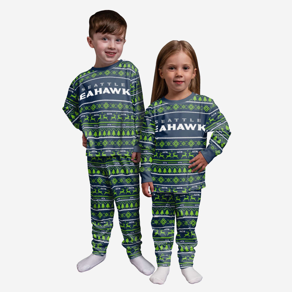 Seattle Seahawks Womens Busy Block Family Holiday Pajamas FOCO