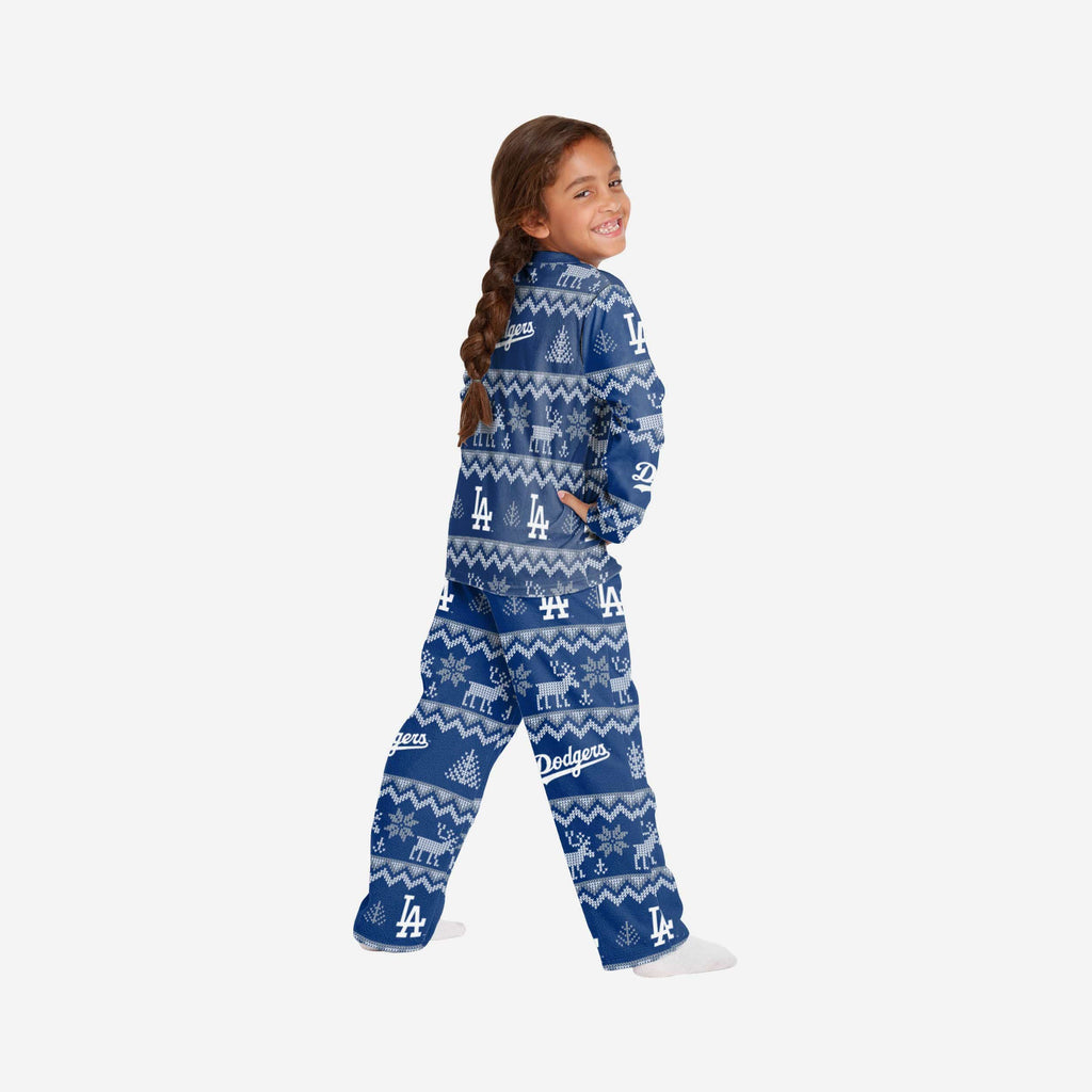 Los Angeles Dodgers Womens Ugly Pattern Family Holiday Pajamas FOCO