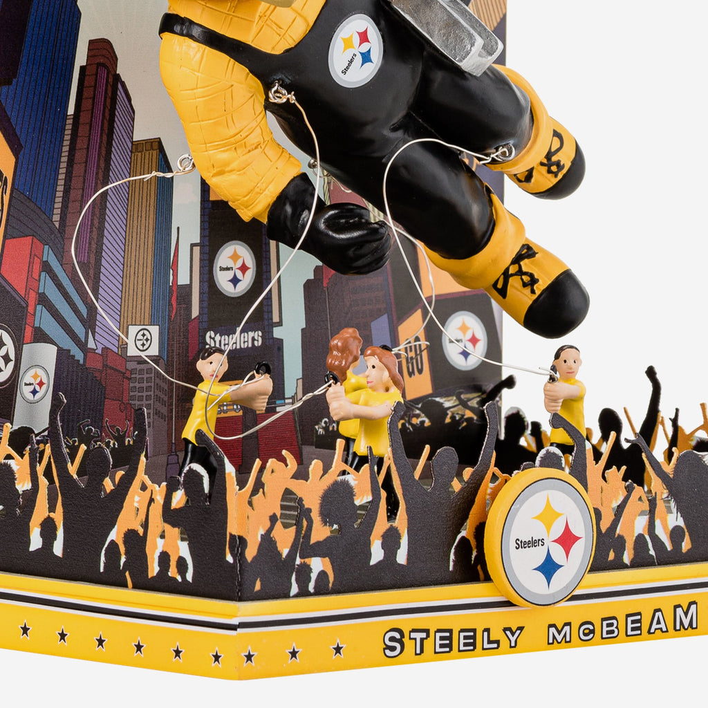 Steely McBeam Pittsburgh Steelers Holiday Mascot Bobblehead Officially Licensed by NFL