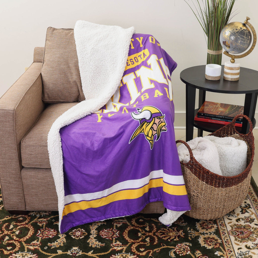 Minnesota Vikings NFL Super Soft Fleece Sherpa Throw Blanket Football