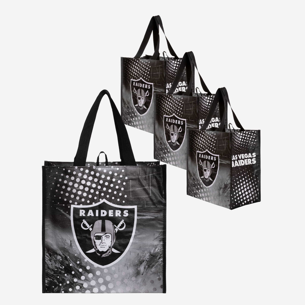 Las Vegas Raiders 4 Pack Reusable Shopping Bags FOCO