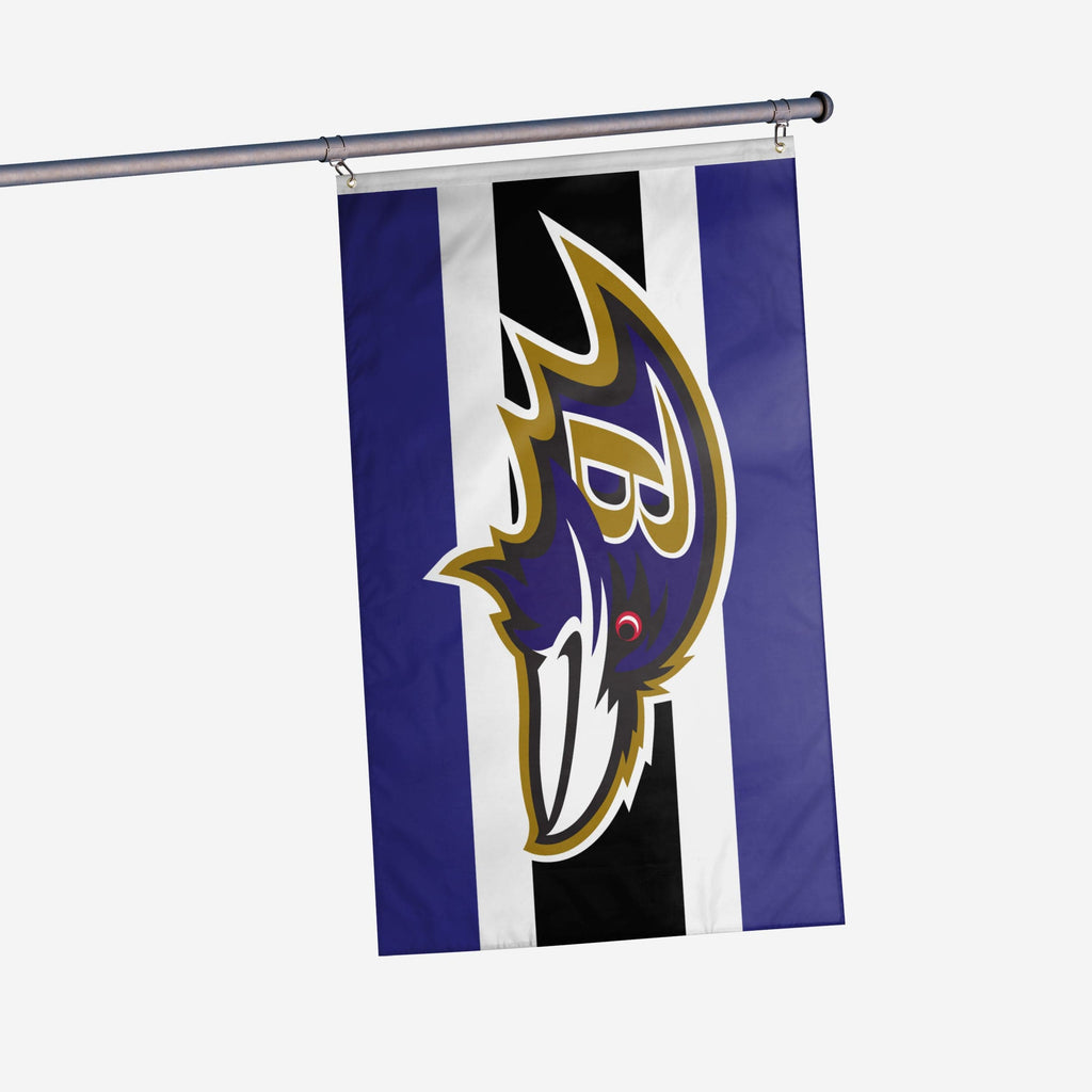 Baltimore Ravens Big Logo Team Stripe Horizontal Flag FOCO