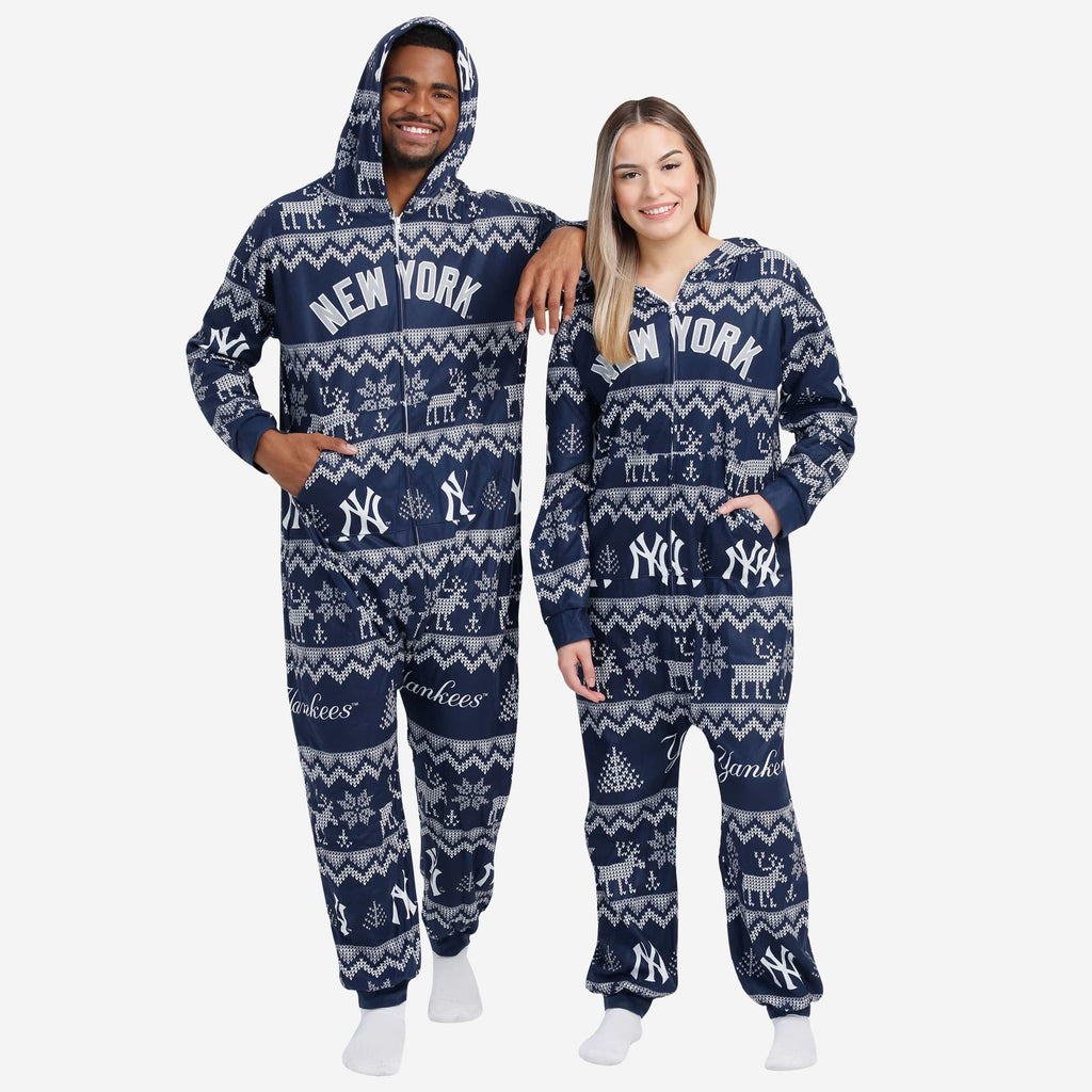 New York Yankees Womens Ugly Pattern Family Holiday Pajamas, Size: XL