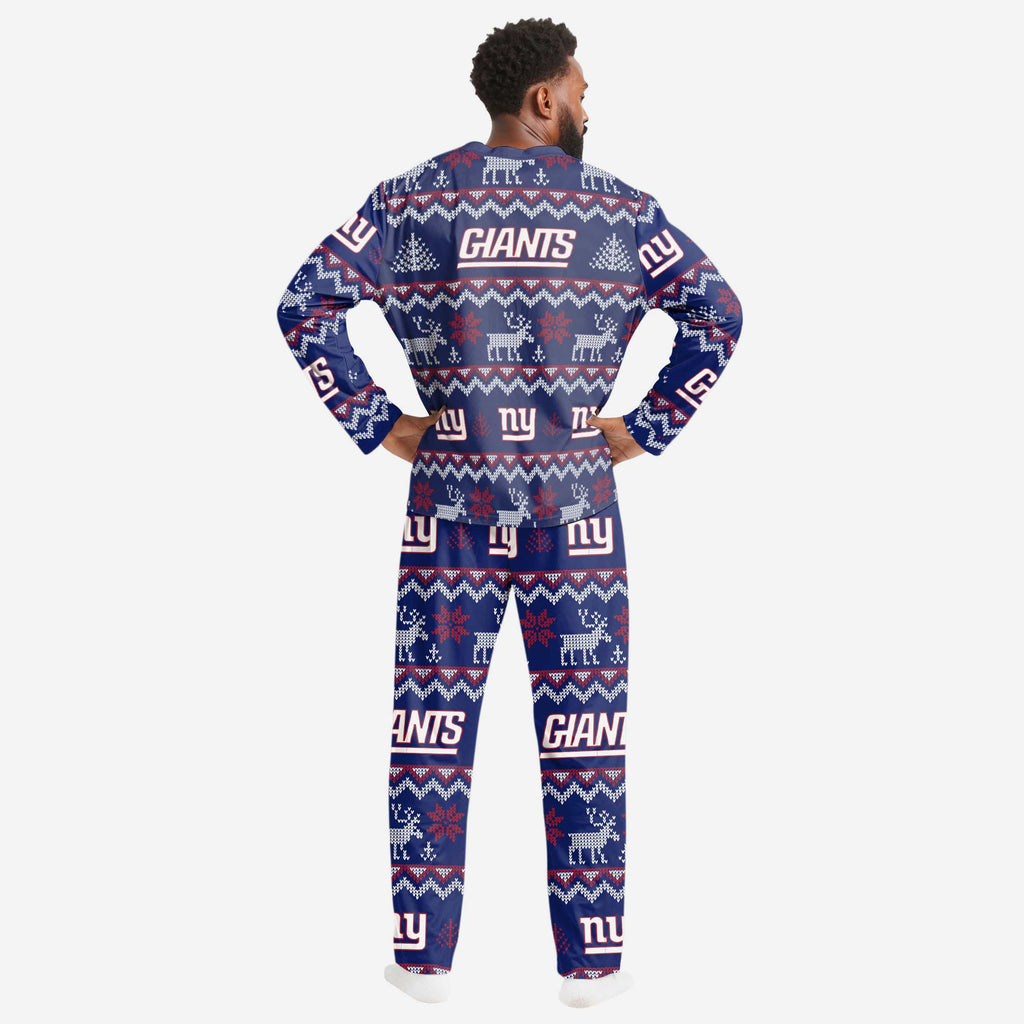 New York Giants NFL Ugly Pattern Family Holiday Pajamas