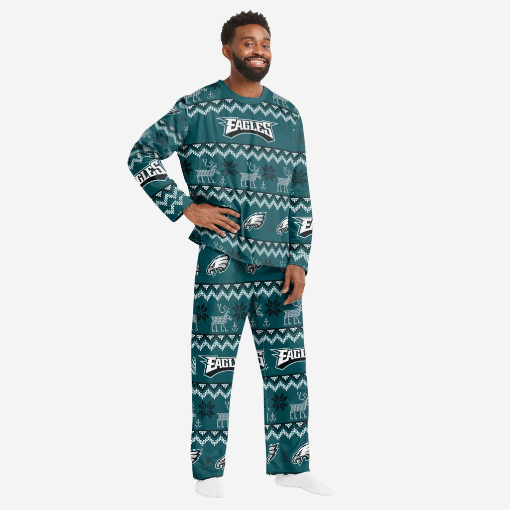 Toddler Green Philadelphia Eagles Allover Print Long Sleeve T-Shirt & Pants  Holiday Pajamas Sleep Set