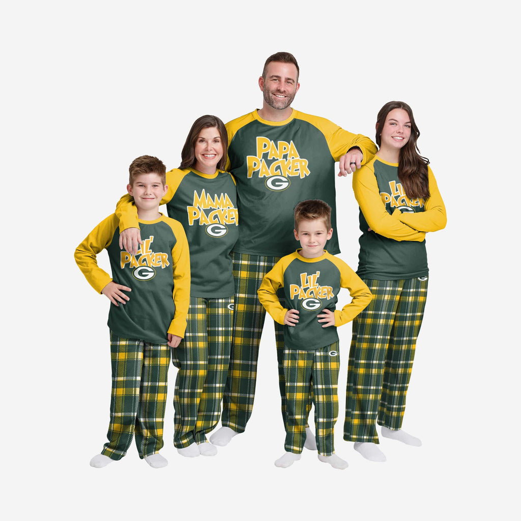 Green Bay Packers Mens Plaid Family Holiday Pajamas FOCO