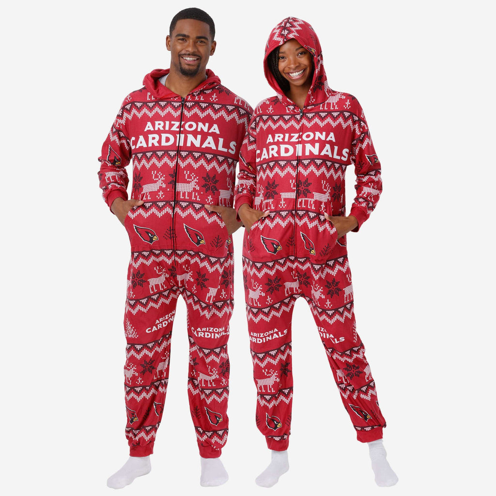 FOCO Arizona Cardinals NFL Mens Ugly Pattern One Piece Pajamas - XXL