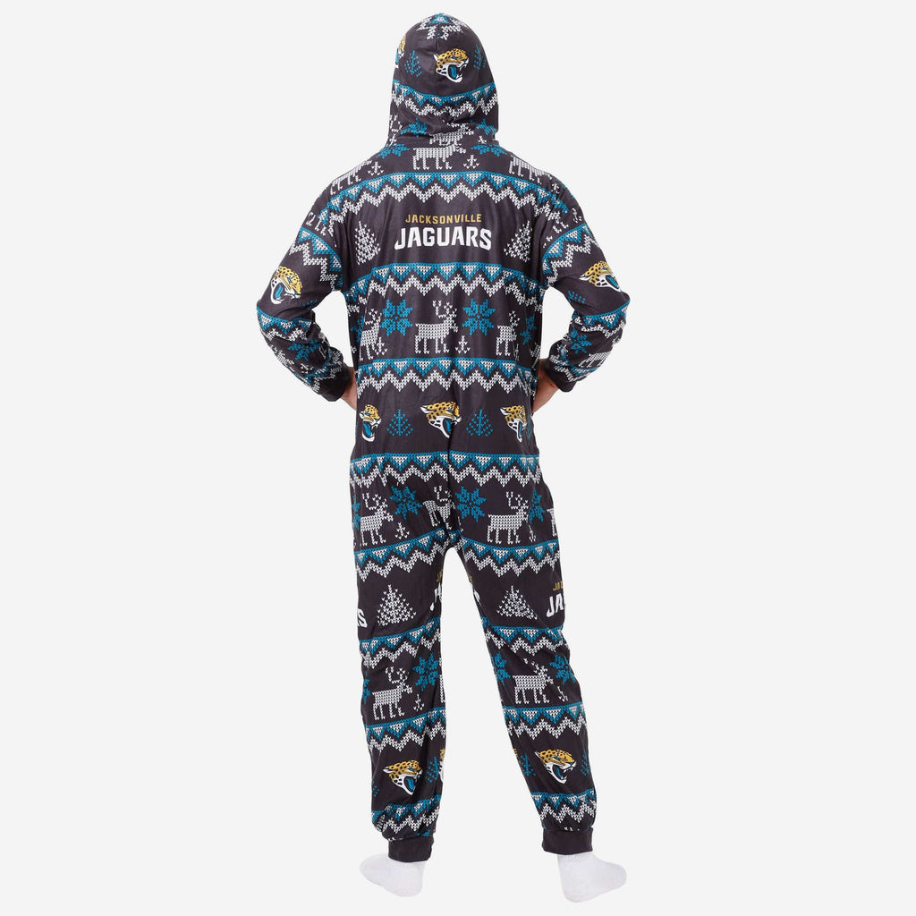 Jacksonville Jaguars NFL Mens Ugly Pattern One Piece Pajamas - XXL