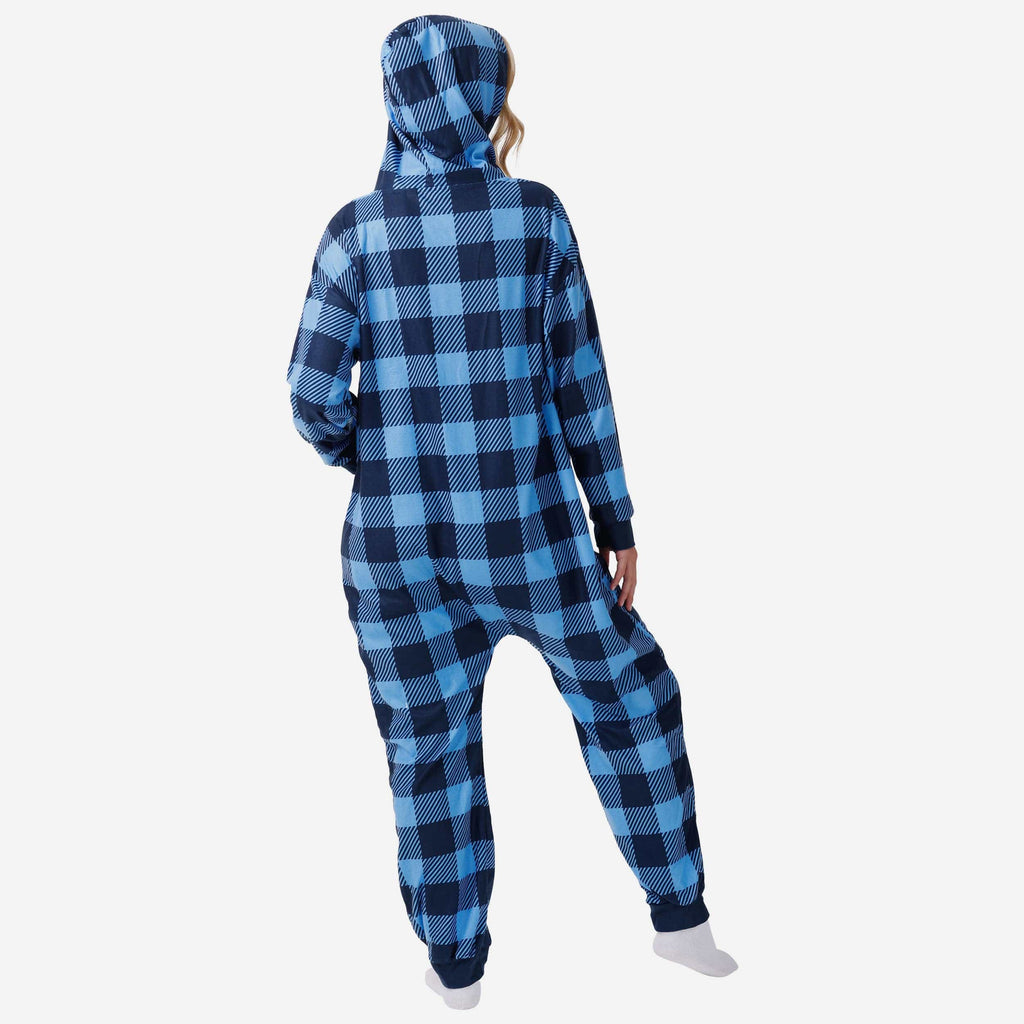 FOCO Tennessee Titans NFL Plaid One Piece Pajamas - XL