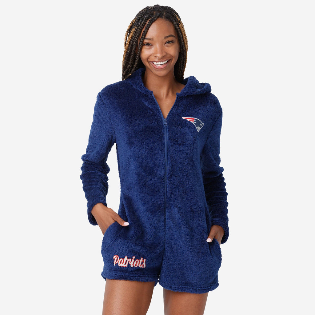 New England Patriots Womens Short Cozy One Piece Pajamas FOCO