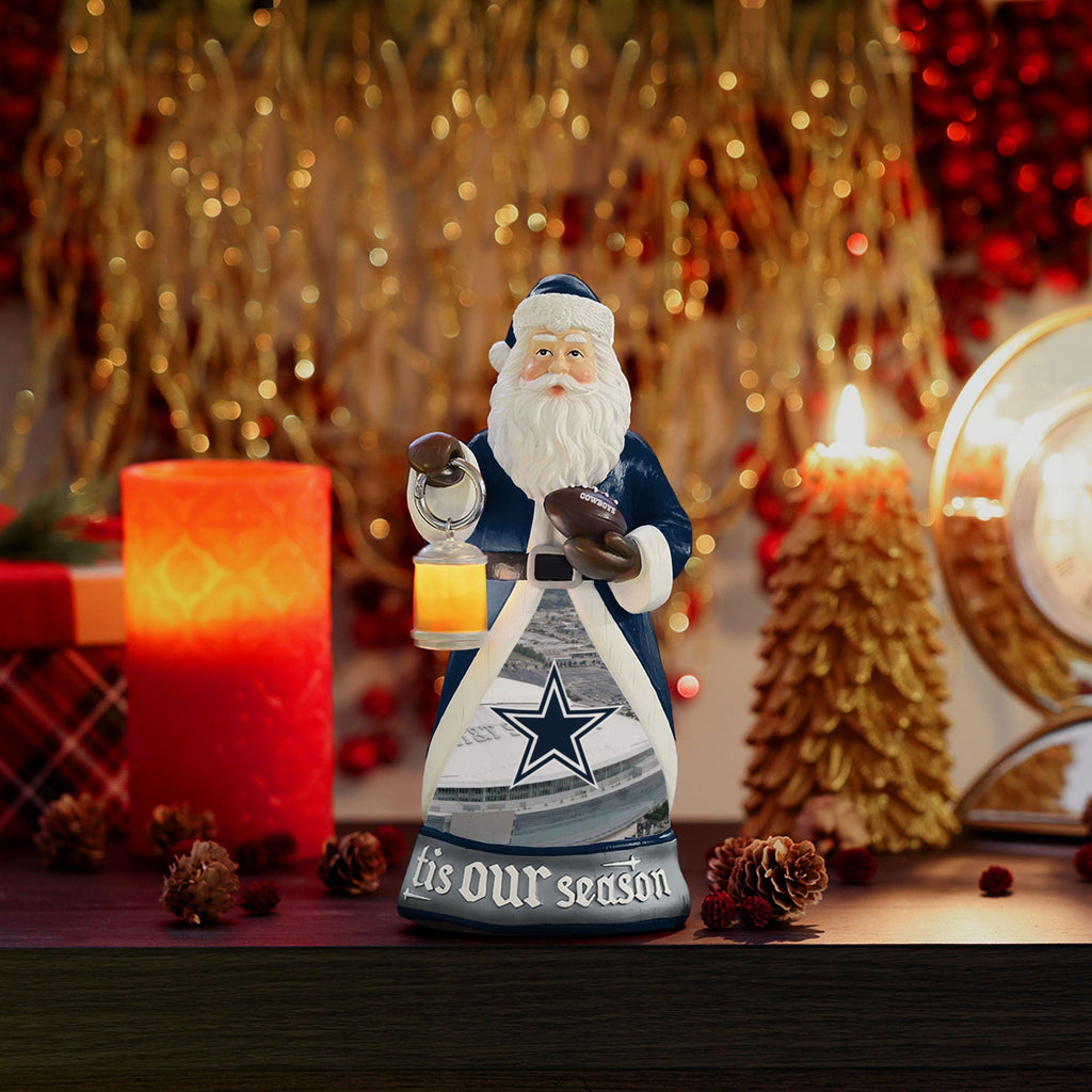 Dallas Cowboys Santa Figure With Light Up Lantern FOCO