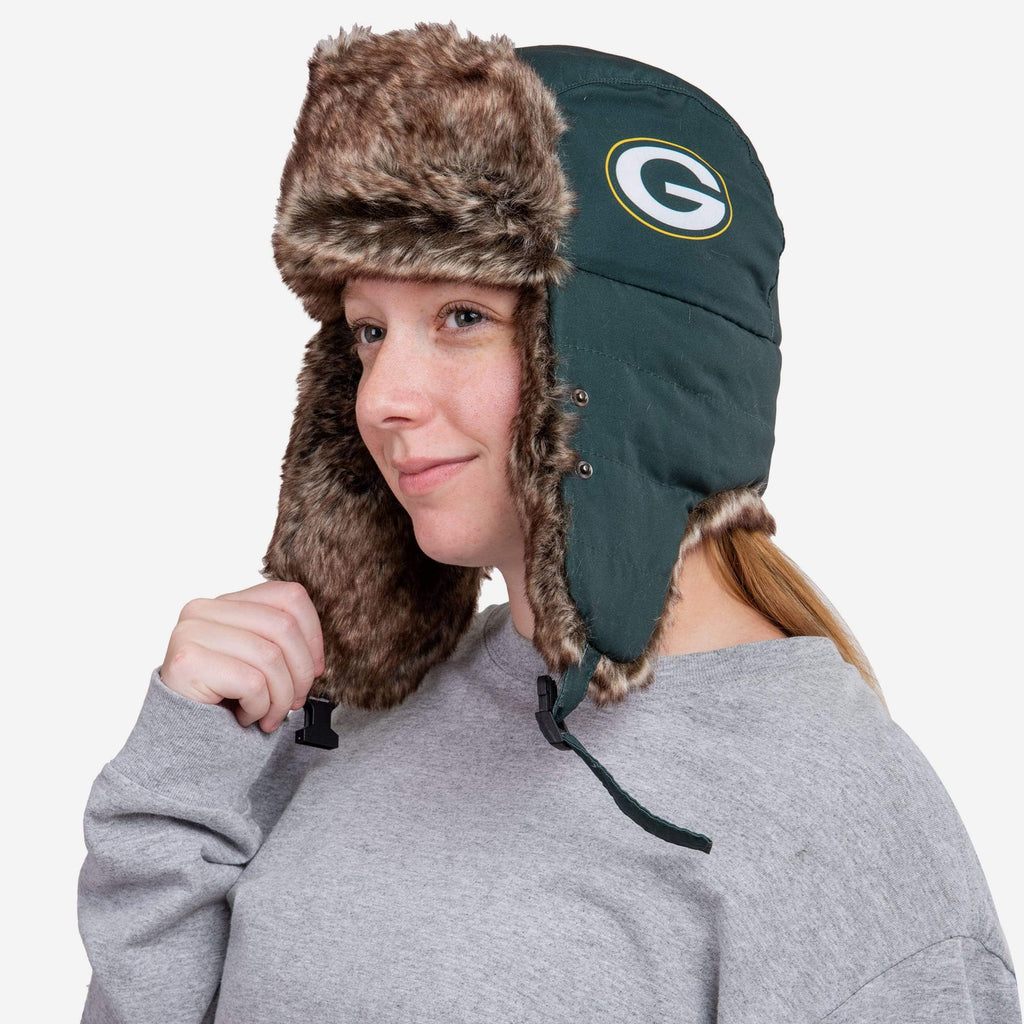 Green Bay Packers Big Logo Trapper Hat With Face Cover FOCO