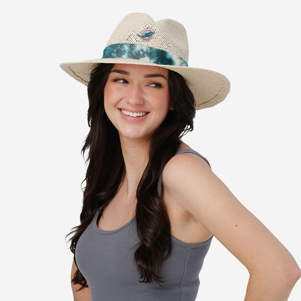 Miami Dolphins Womens Tie-Dye Ribbon Straw Hat FOCO