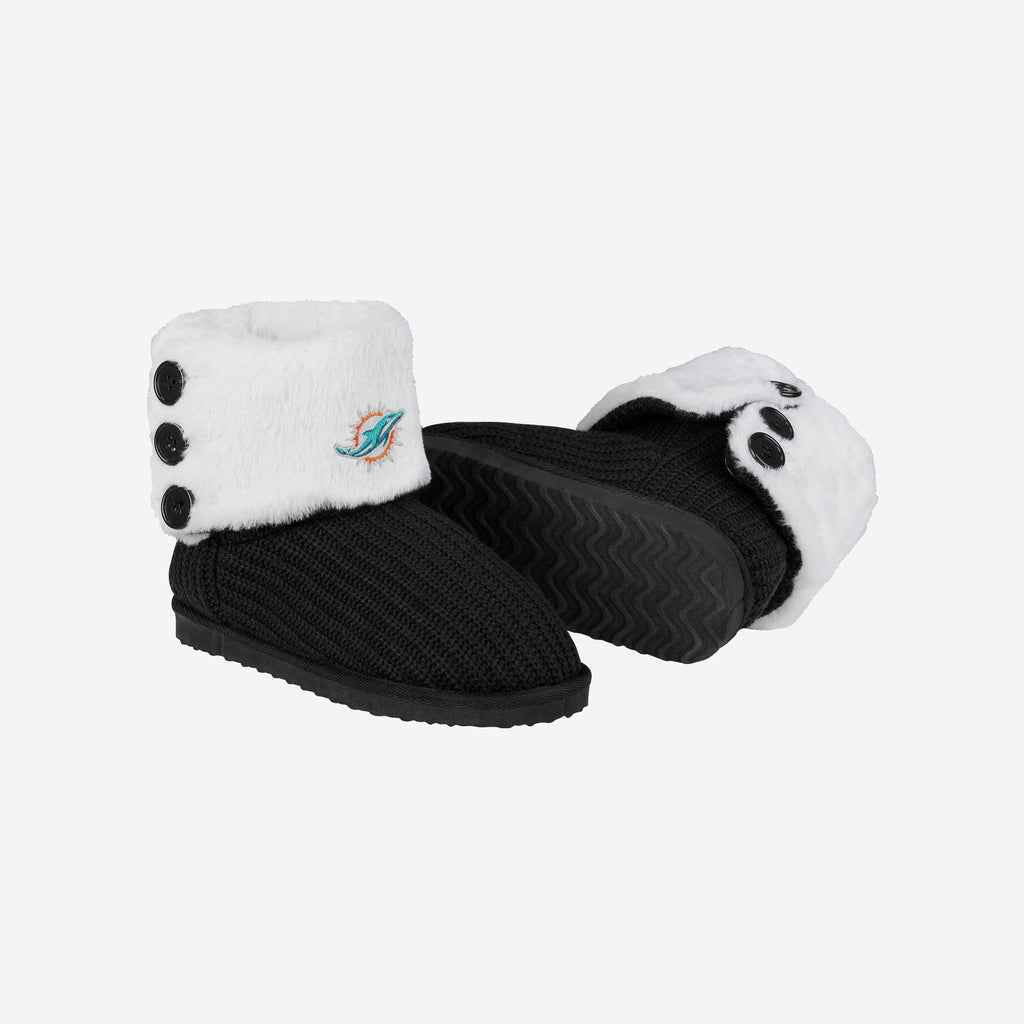 Miami Dolphins Knit High End Button Boot Slipper - M - Yahoo Shopping