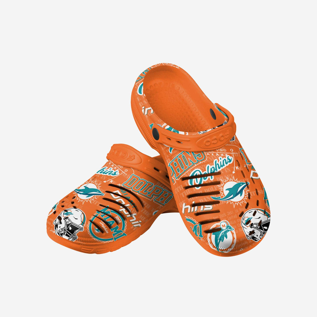 Miami Dolphins Historic Print Clog With Strap FOCO