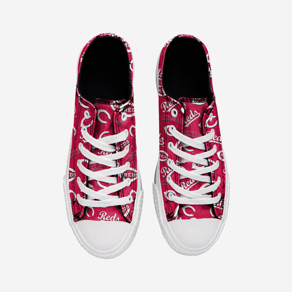 Cincinnati Reds Womens Low Top Repeat Print Canvas Shoe FOCO