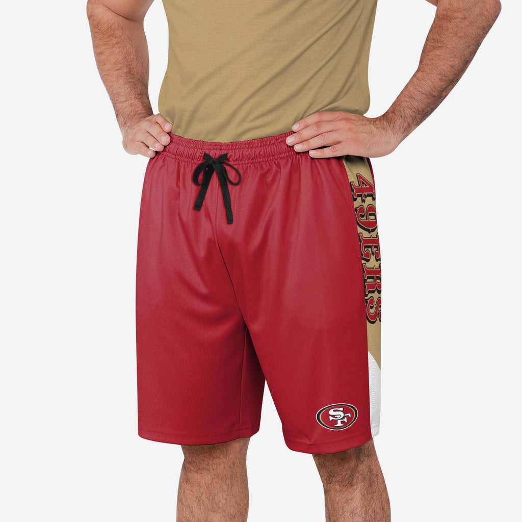 FOCO San Francisco 49ers NFL Mens Side Stripe Training Shorts