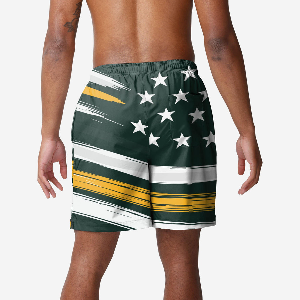 FOCO Green Bay Packers Americana Swimming Trunks, Mens Size: M