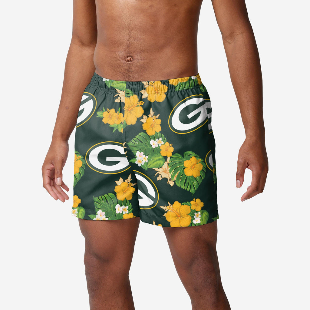 Green Bay Packers Floral Swimming Trunks