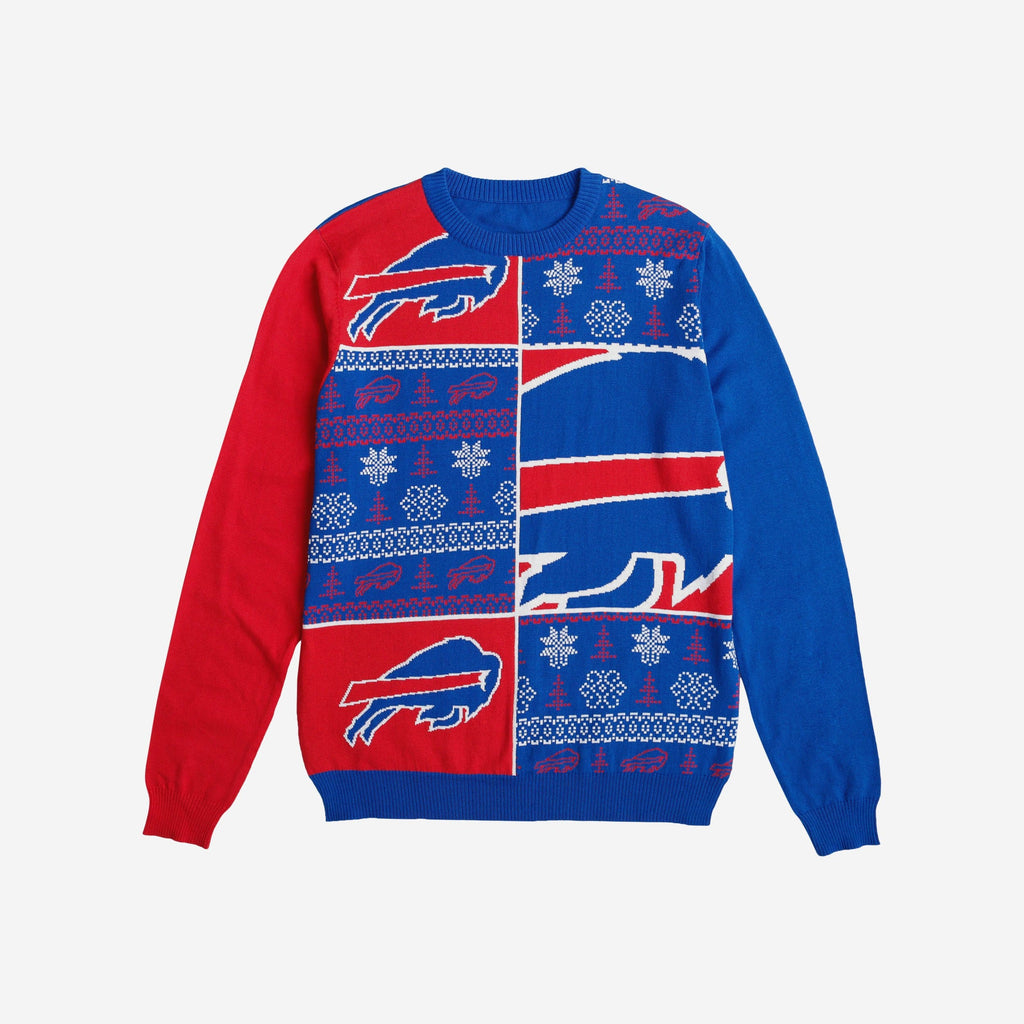 Women's FOCO Royal Buffalo Bills Ugly Holiday Cropped Sweater