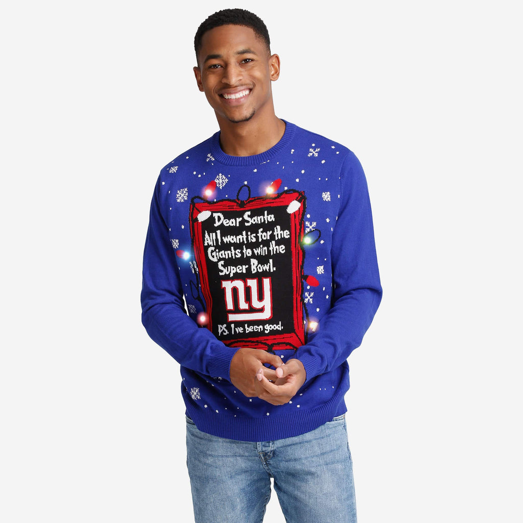 Santa New York Giants Logo Lights Christmas Sweater, hoodie