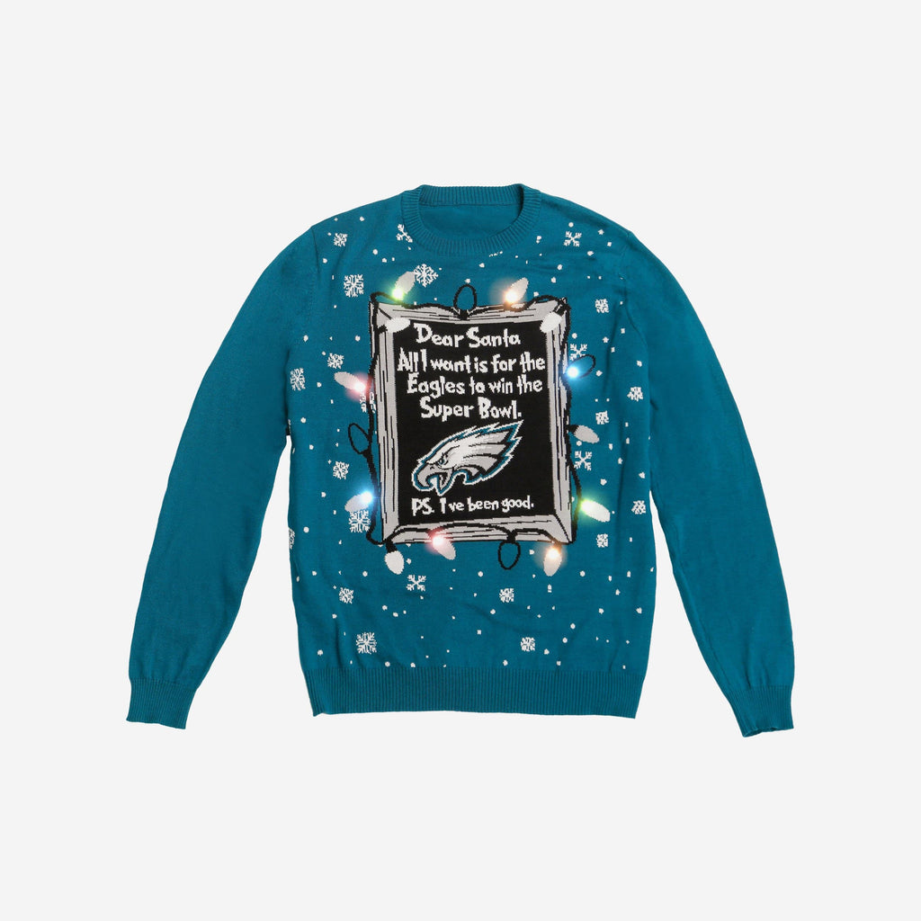 FOCO Philadelphia Eagles NFL Mens Dear Santa Light Up Sweater