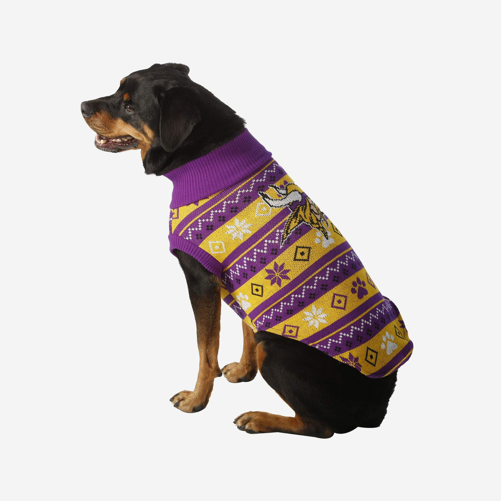 Minnesota Vikings Knitted Holiday Dog Sweater FOCO