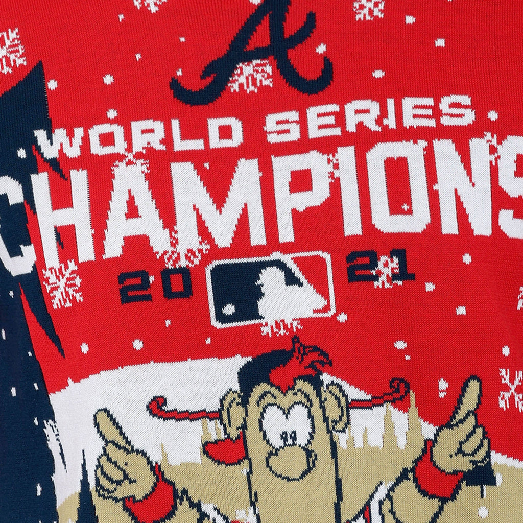 FOCO Atlanta Braves 2021 World Series Champions Ugly Sweater, Mens Size: 2XL