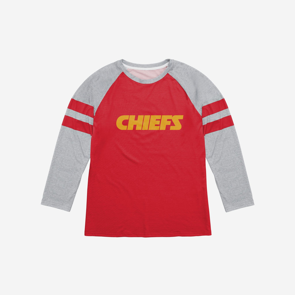 FOCO Kansas City Chiefs NFL Mens Team Stripe Wordmark Raglan T-Shirt