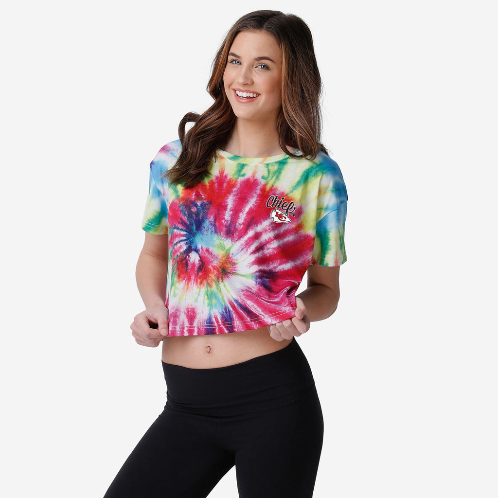 FOCO Kansas City Chiefs NFL Womens Tie-Dye Big Logo Crop Top