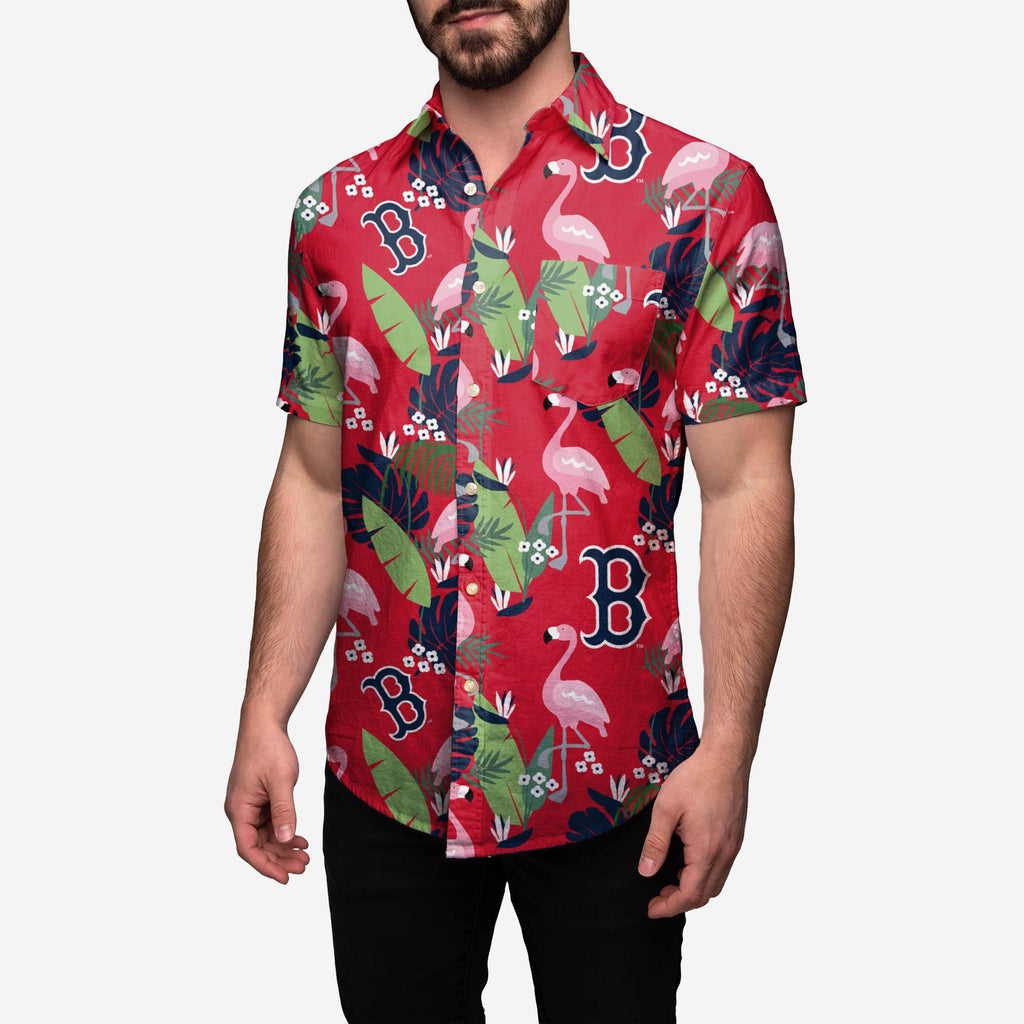 Boston Red Sox Floral Button Up Shirt FOCO