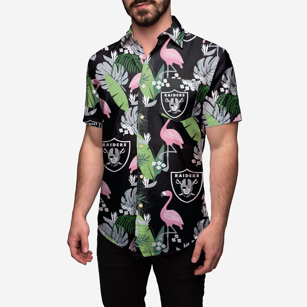 Oakland Raiders Hawaiian Shirt Short Sleeve 