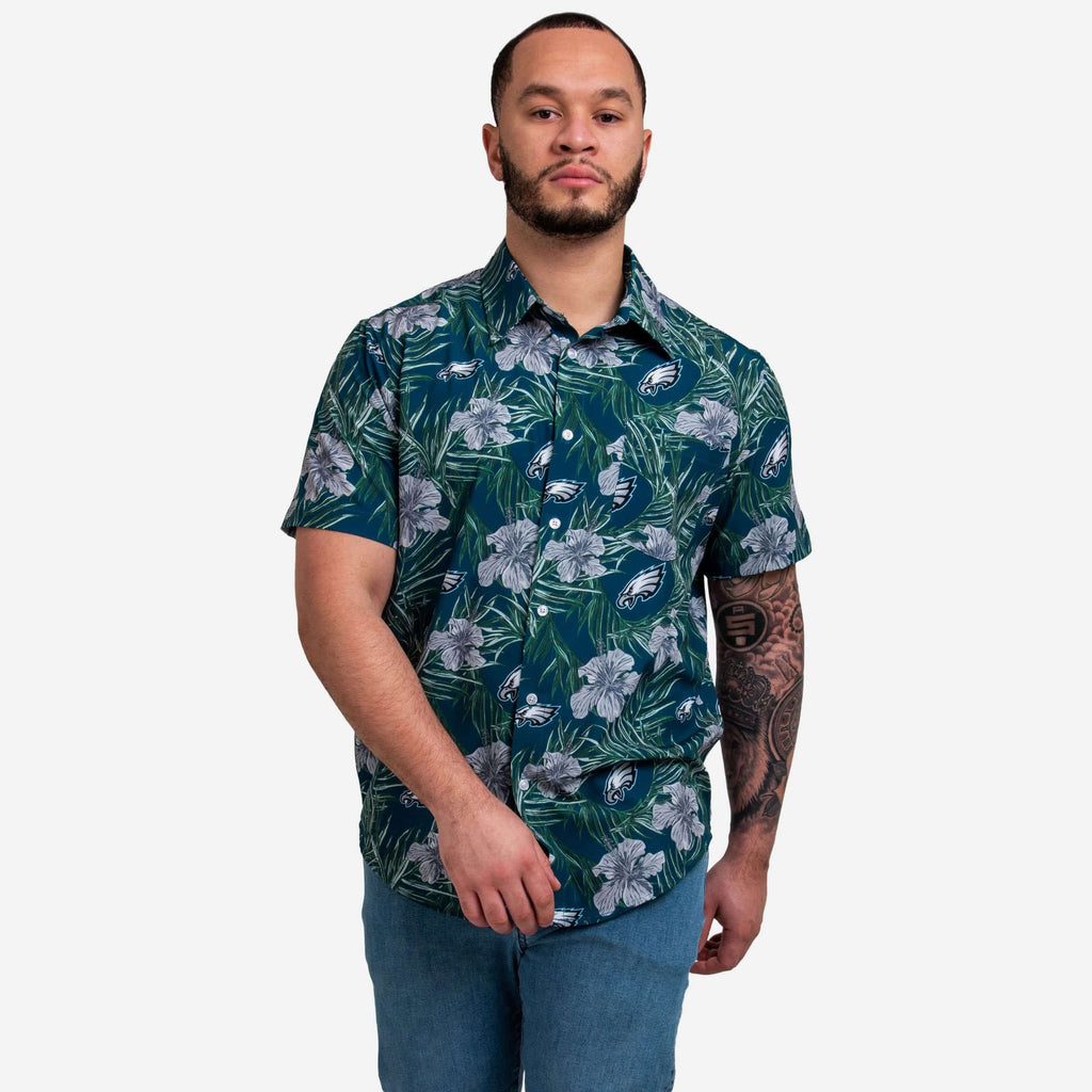 Philadelphia Eagles Hibiscus Button Up Shirt Foco