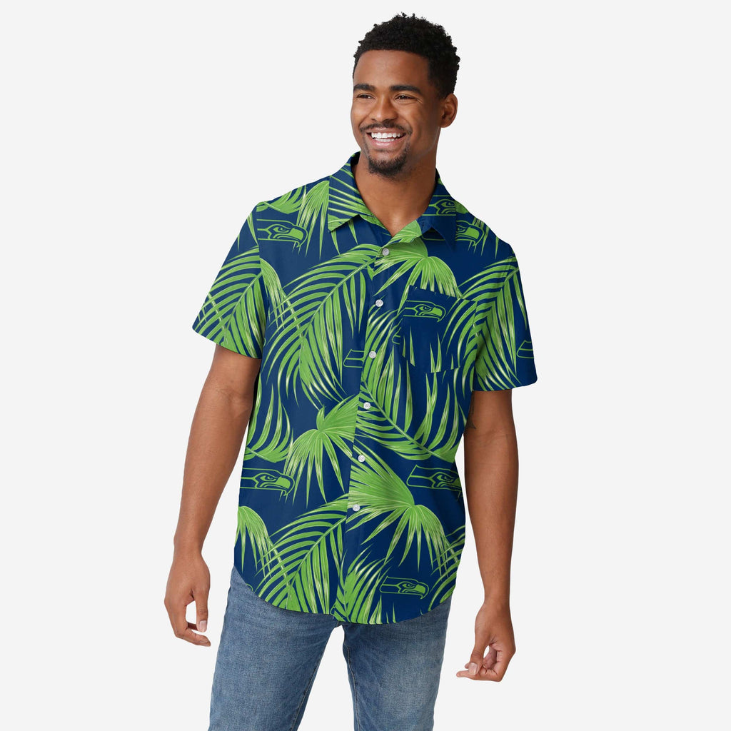 Seattle Seahawks Hawaiian Button Up Shirt FOCO