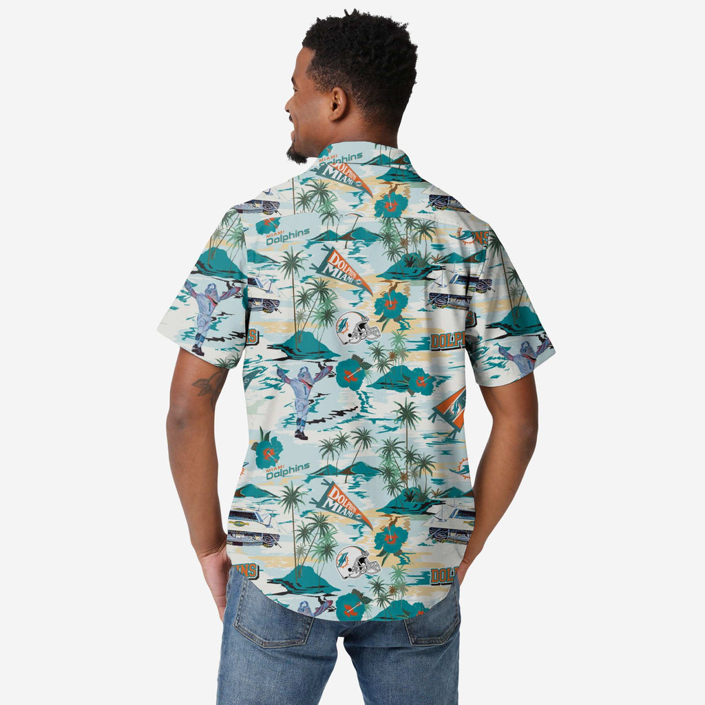 FOCO Miami Dolphins NFL Mens Floral Button Up Shirt - L