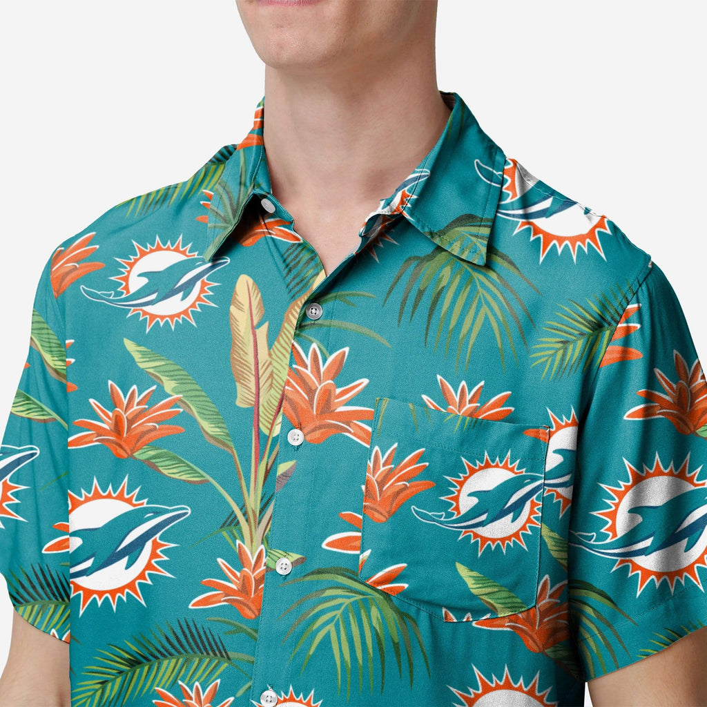 FOCO Miami Dolphins NFL Mens Floral Button Up Shirt