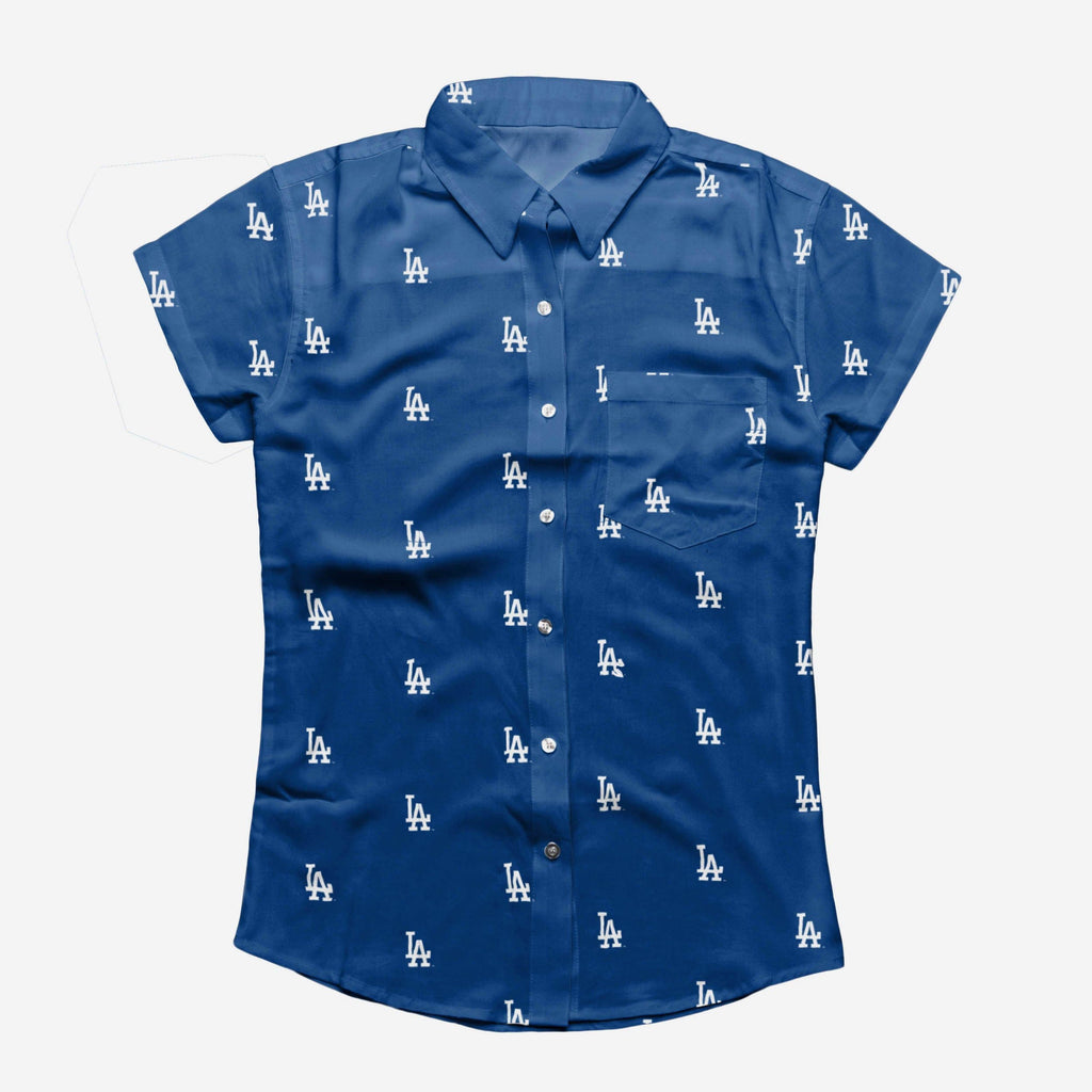 Los Angeles Dodgers Logo Blast Womens Button Up Shirt FOCO