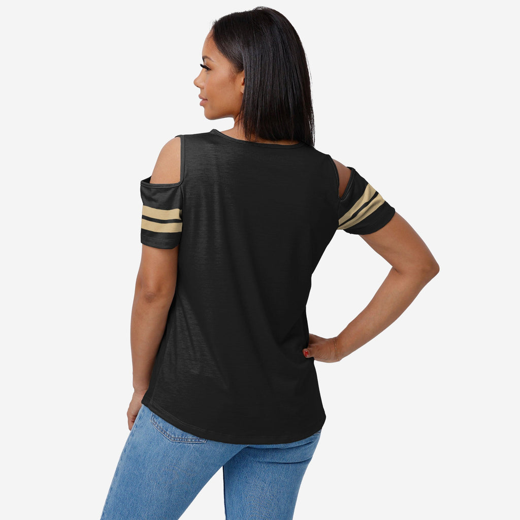 New Orleans Saints NFL Womens Cold Shoulder T-Shirt