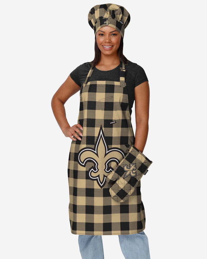 New Orleans Saints Plaid Apron FOCO - FOCO.com