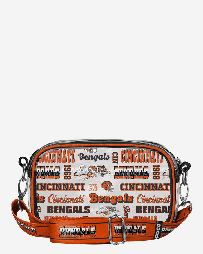 Cincinnati Bengals Repeat Retro Print Clear Crossbody Bag FOCO - FOCO.com