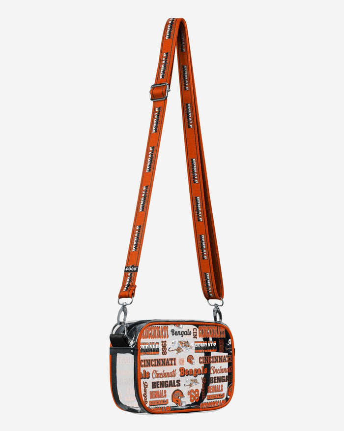 Cincinnati Bengals Repeat Retro Print Clear Crossbody Bag FOCO - FOCO.com