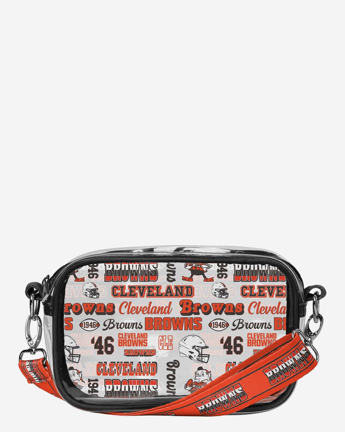 Cleveland Browns Repeat Retro Print Clear Crossbody Bag FOCO - FOCO.com